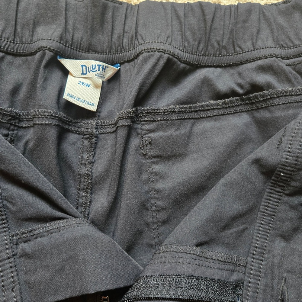 Duluth Trading Co Dry on the Fly Capri Pants Womens 26W Black Cargo Hiking Crops - Picture 2 of 7